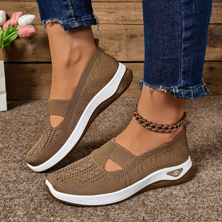 Dames Orthopedische Comfortabele Sandalen Instappers Gebreide Zool - Brown