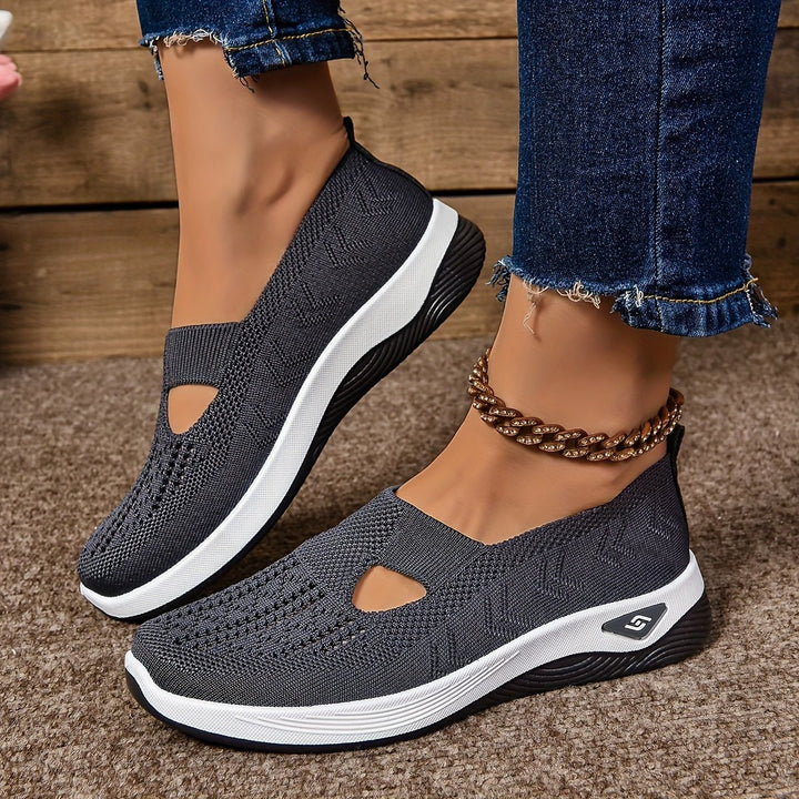 Dames Orthopedische Comfortabele Sandalen Instappers Gebreide Zool - Dark Gray