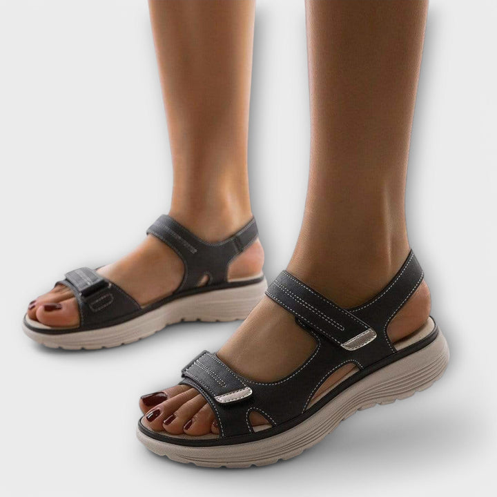 Dames Orthopedische Klittenband Sandalen Anatomische Zoolondersteuning - Black