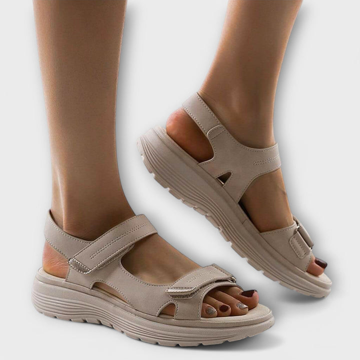 Dames Orthopedische Klittenband Sandalen Anatomische Zoolondersteuning - Beige