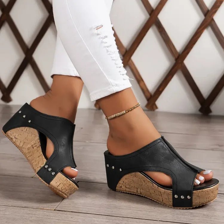 Dames Orthopedische Kurk Sleehak Sandalen
