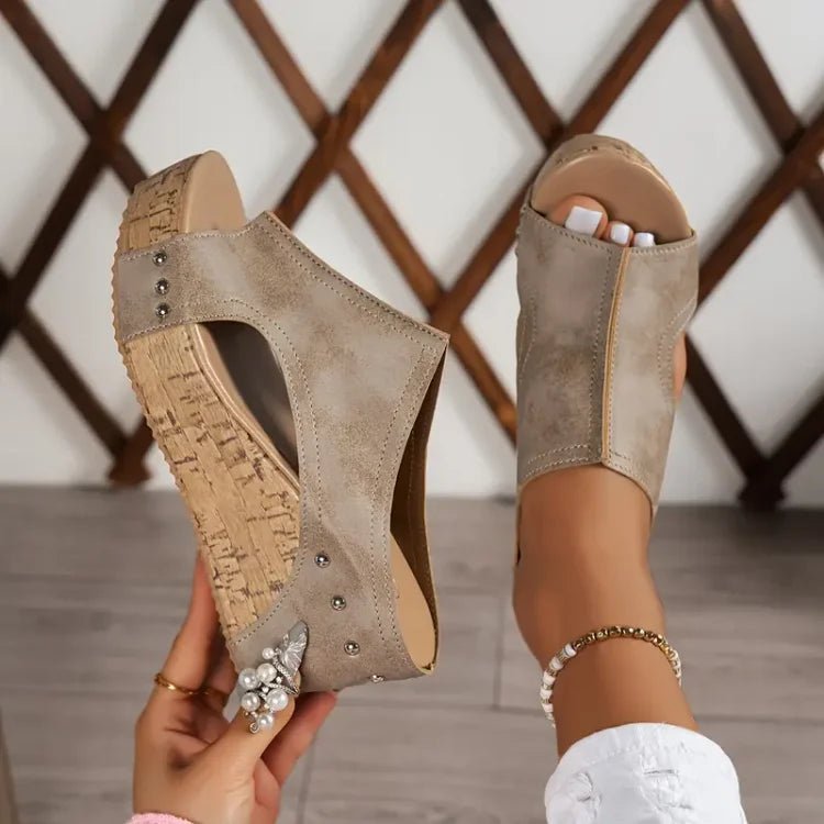 Dames Orthopedische Kurk Sleehak Sandalen