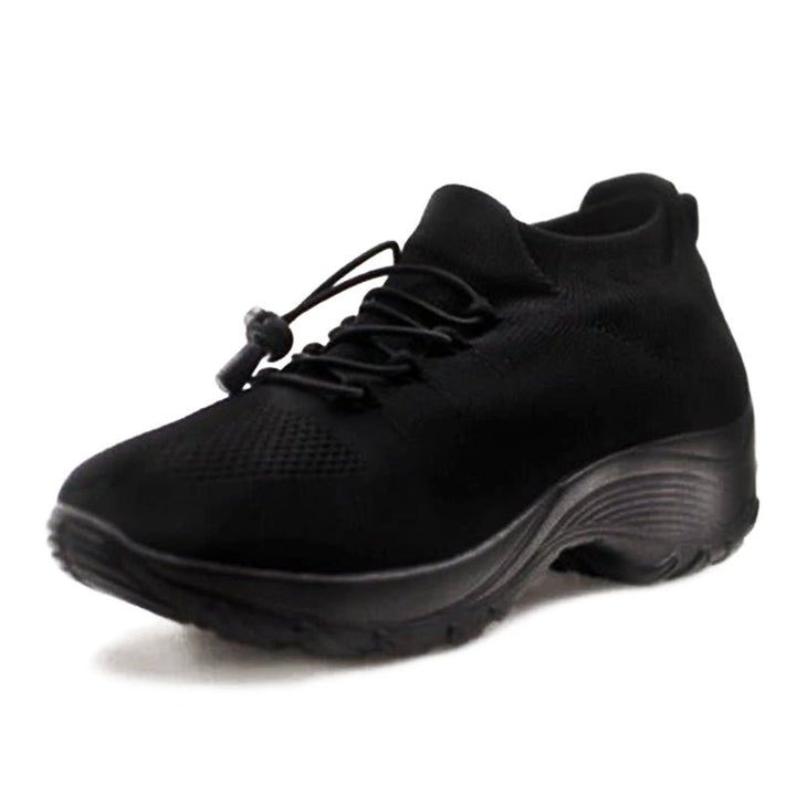 Dames Orthopedische Memory-Foam Vetersluiting Sneakers - Midnight Black