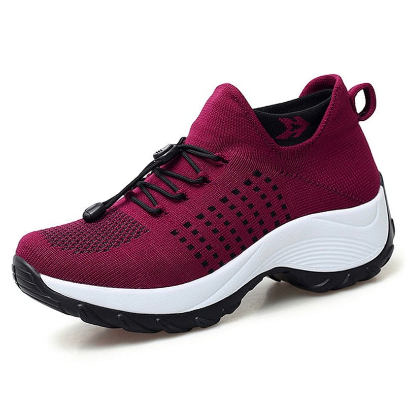 Dames Orthopedische Memory-Foam Vetersluiting Sneakers - Red