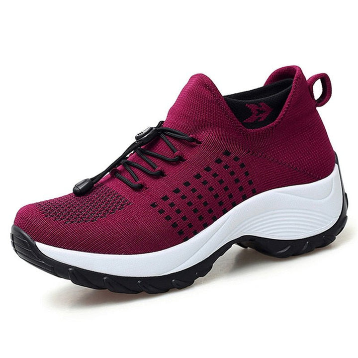 Dames Orthopedische Memory-Foam Vetersluiting Sneakers - Red