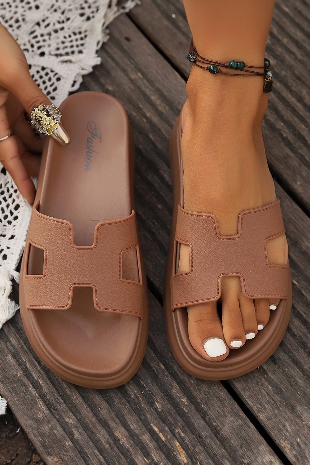 Dames Orthopedische Platform Slippers Uitsnede Design