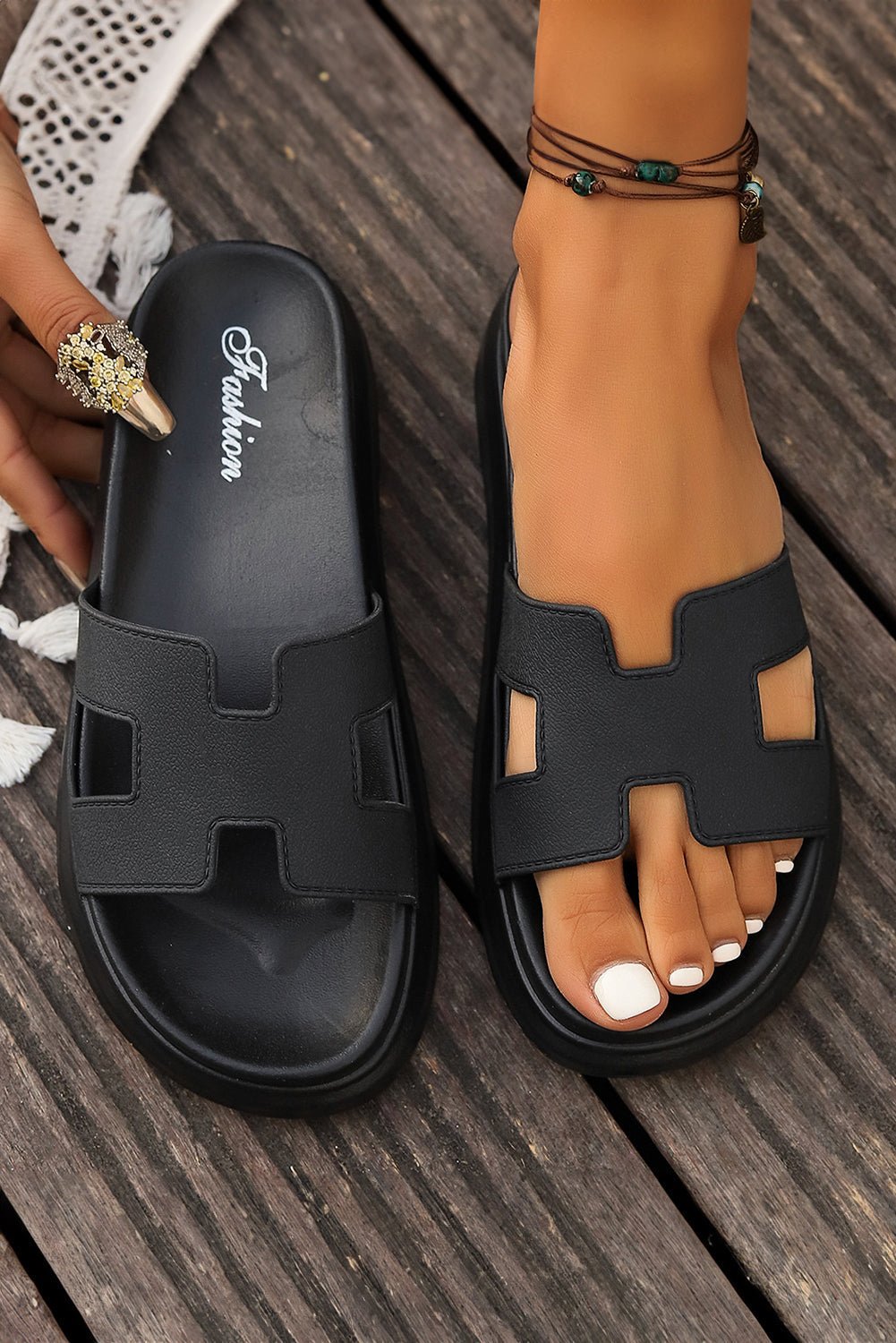 Dames Orthopedische Platform Slippers Uitsnede Design