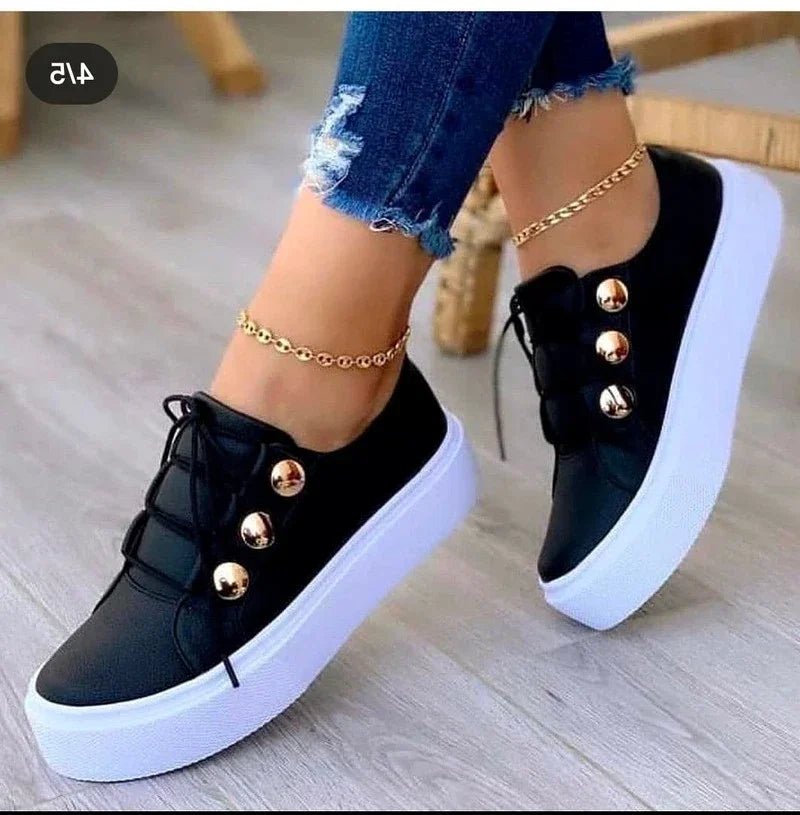 Dames Orthopedische Platform Sneakers Ronde Neus Vetersluitin