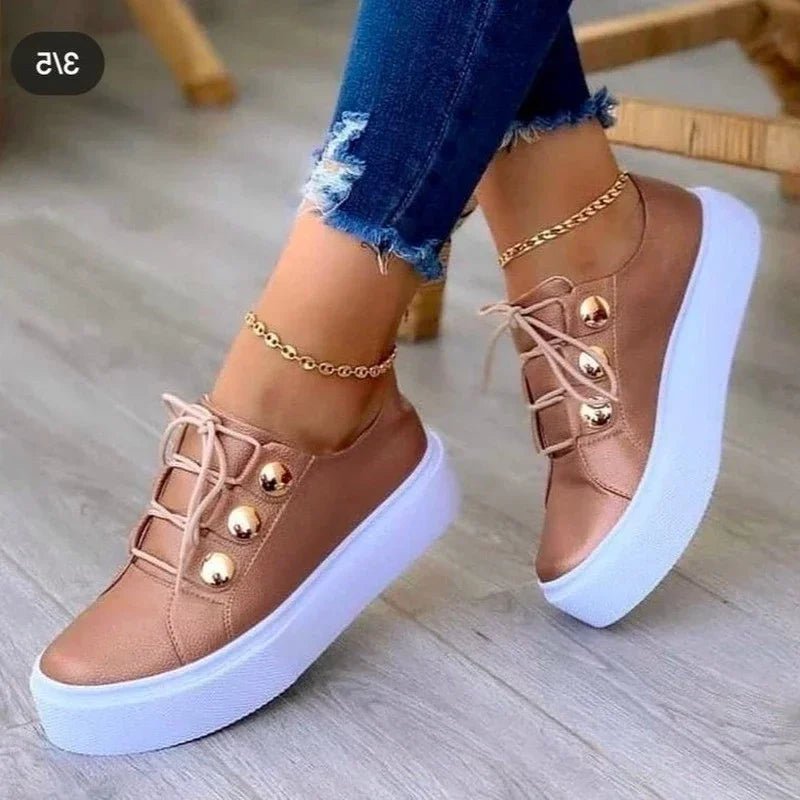 Dames Orthopedische Platform Sneakers Ronde Neus Vetersluitin