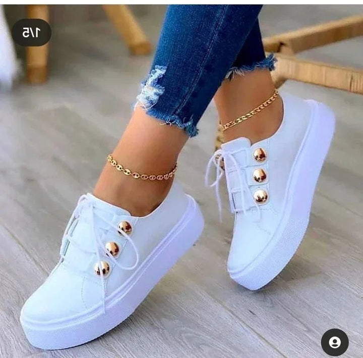 Dames Orthopedische Platform Sneakers Ronde Neus Vetersluitin