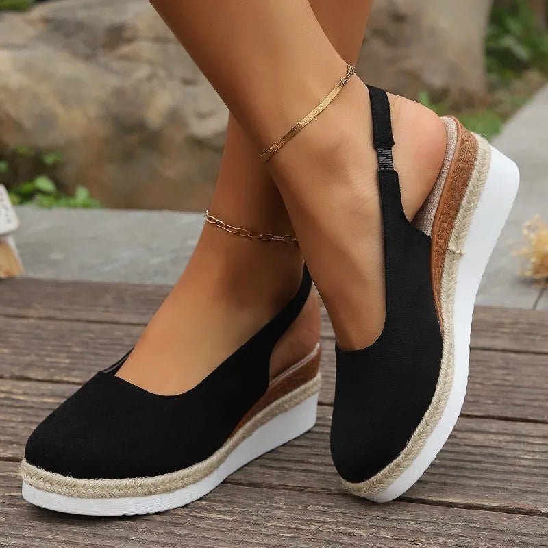 Dames Orthopedische Suède Slingback Sleehak Sandalen