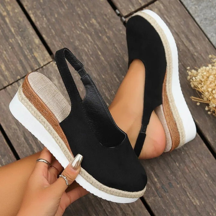 Dames Orthopedische Suède Slingback Sleehak Sandalen