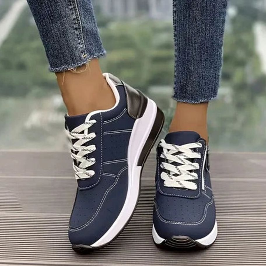 Dames Orthopedische Veterschoenen met Ritsdetail en Verhoogde Zool