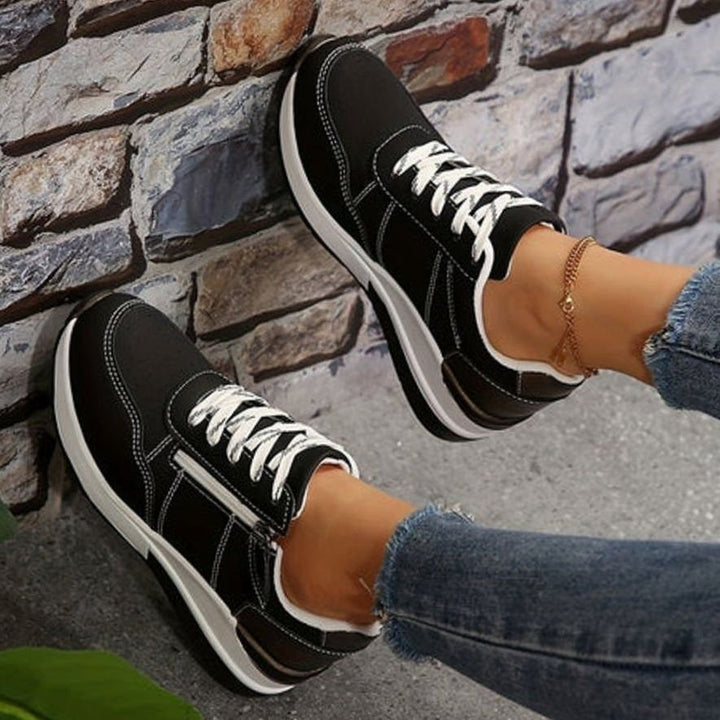 Dames Orthopedische Veterschoenen met Ritsdetail en Verhoogde Zool
