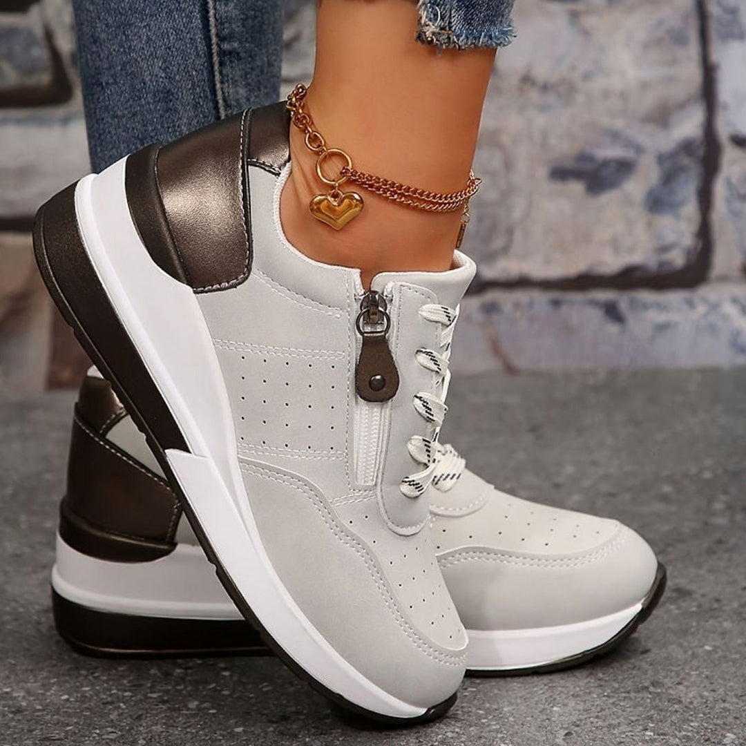Dames Orthopedische Veterschoenen met Ritsdetail en Verhoogde Zool