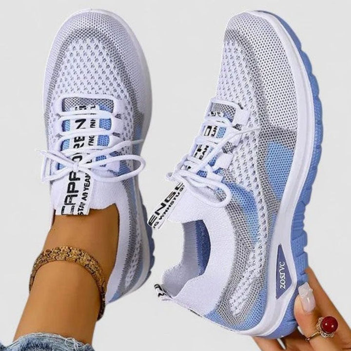 Dames Orthopedische Vetersluiting Lichtgewicht Gebreide Sneakers - Blauw