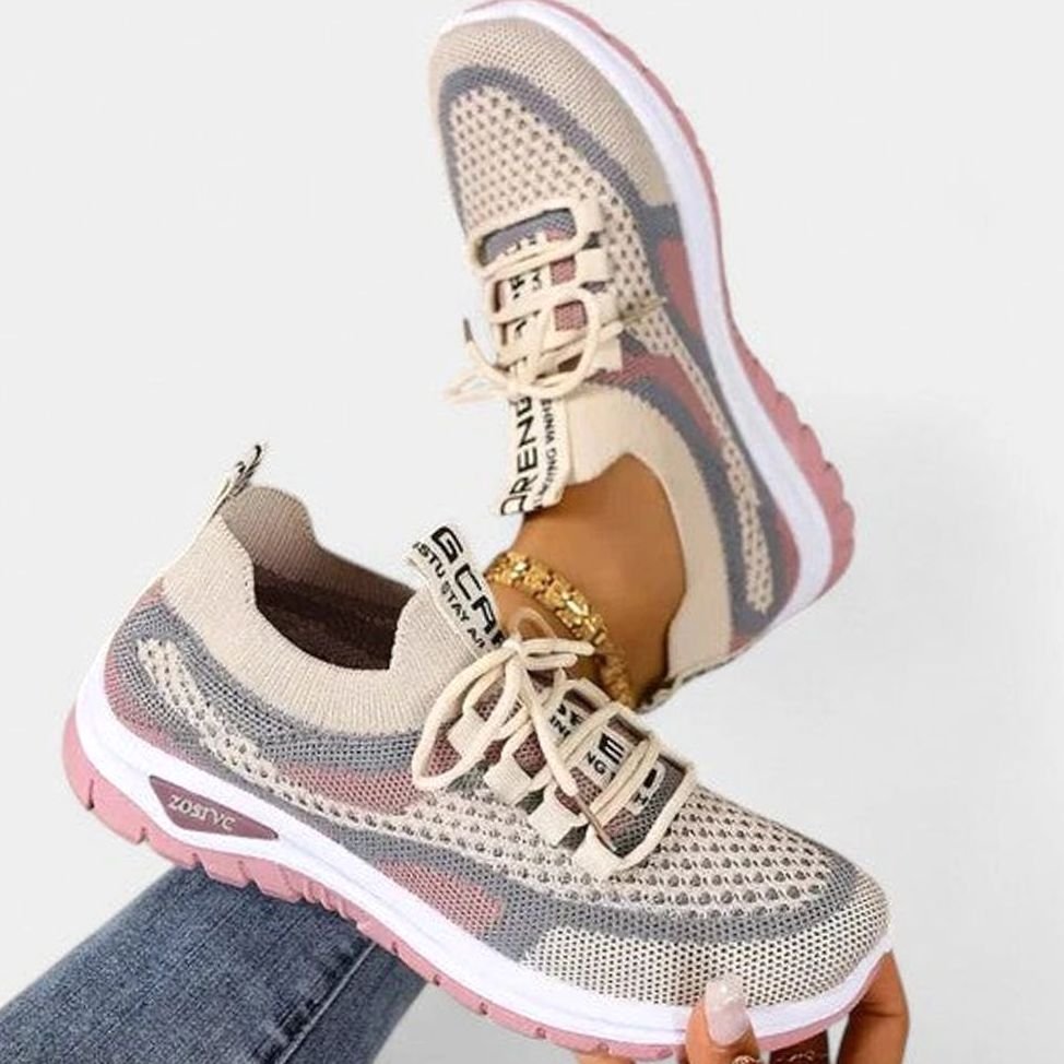 Dames Orthopedische Vetersluiting Lichtgewicht Gebreide Sneakers