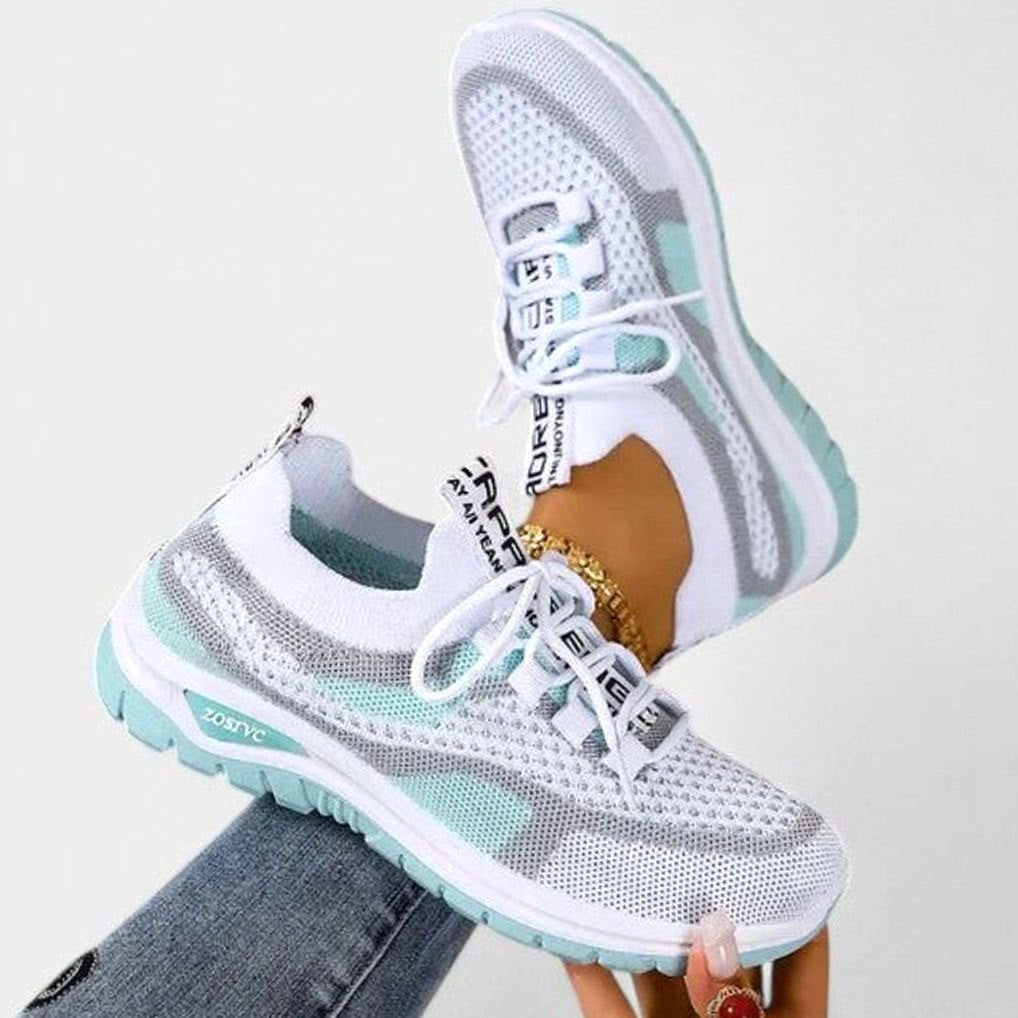 Dames Orthopedische Vetersluiting Lichtgewicht Gebreide Sneakers