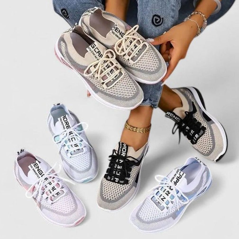 Dames Orthopedische Vetersluiting Lichtgewicht Gebreide Sneakers
