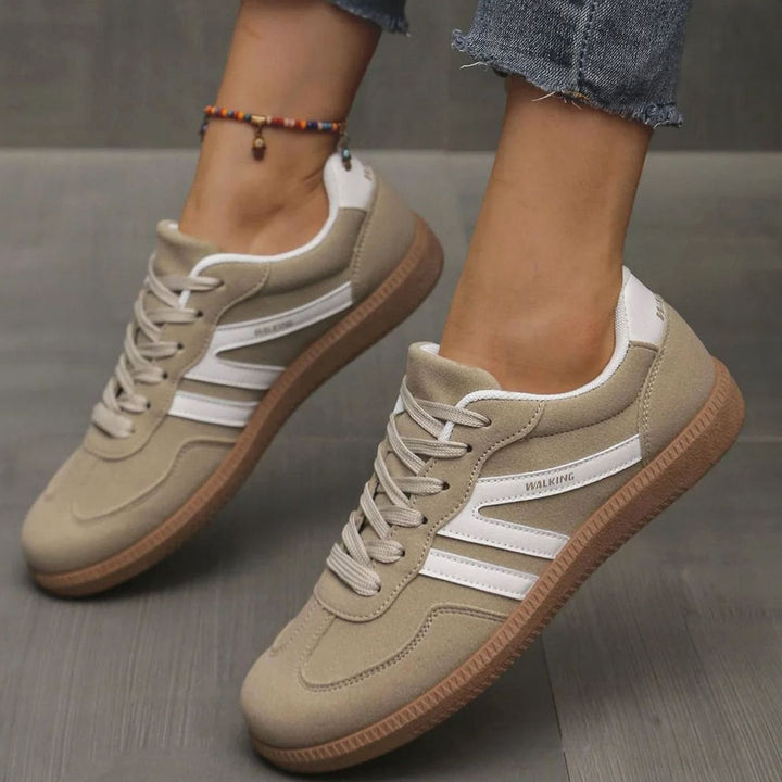 Dames Orthopedische Vetersneakers Brede Teenbox Gewelfde Zool - Khaki