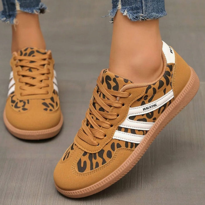 Dames Orthopedische Vetersneakers Brede Teenbox Gewelfde Zool - Luipaardprint