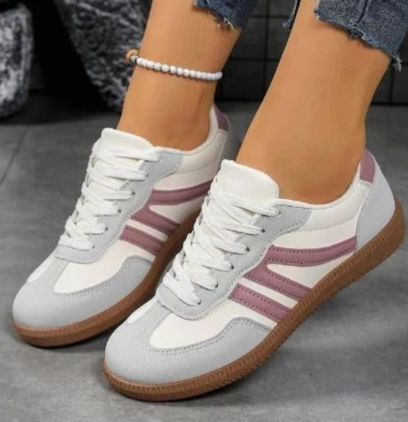Dames Orthopedische Vetersneakers Brede Teenbox Gewelfde Zool - Roze