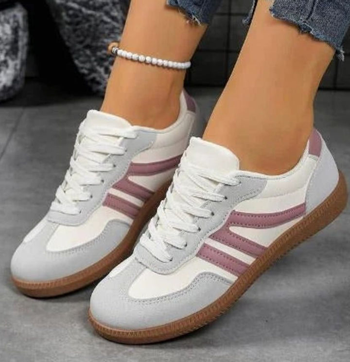 Dames Orthopedische Vetersneakers Brede Teenbox Gewelfde Zool - Roze