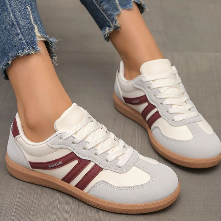Dames Orthopedische Vetersneakers Brede Teenbox Gewelfde Zool - Bordeaux