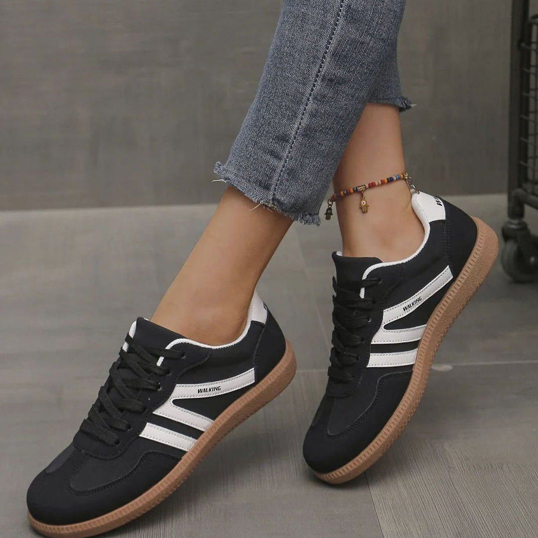 Dames Orthopedische Vetersneakers Brede Teenbox Gewelfde Zool - Zwart