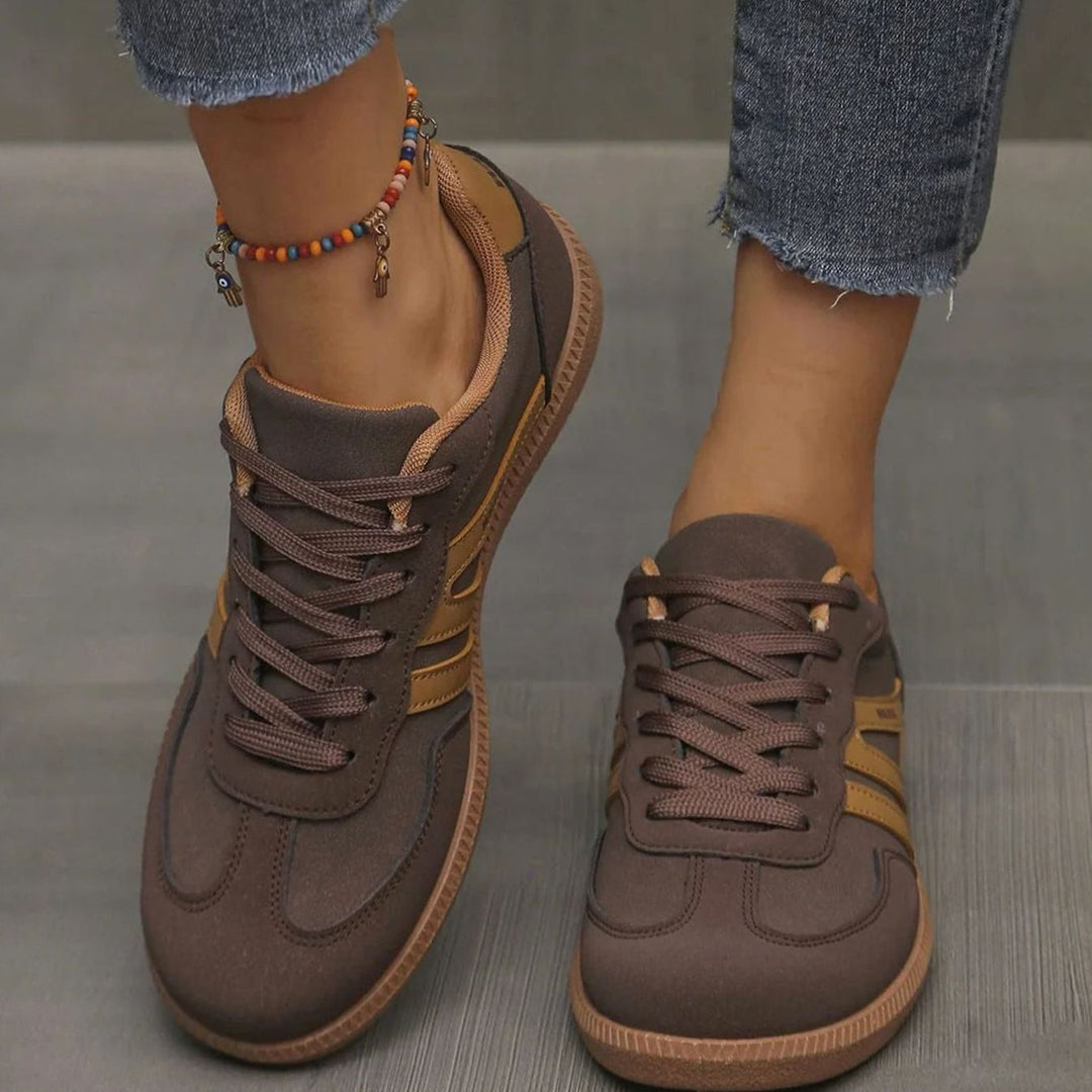 Dames Orthopedische Vetersneakers Brede Teenbox Gewelfde Zool - Bruin