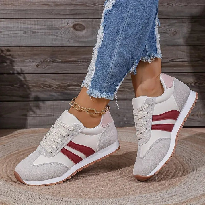 Dames Orthopedische Vetersneakers met Gecushioneerde Binnenzool - Red