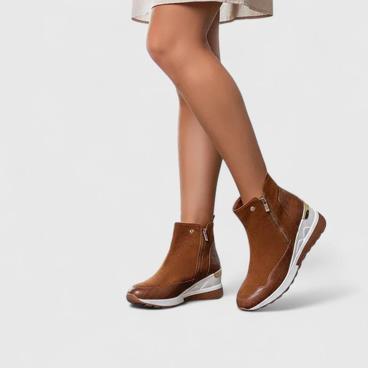 Dames Orthopedische Wedge Enkellaars Rits Croco-Reliëf