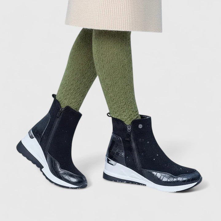 Dames Orthopedische Wedge Enkellaars Rits Croco-Reliëf