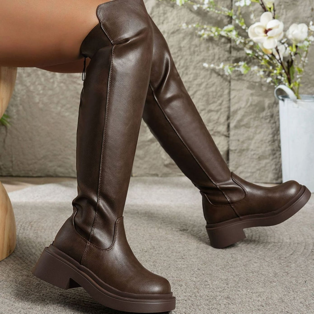 Dames Overknee Laarzen Platte Zool Stretch Zij-Rits