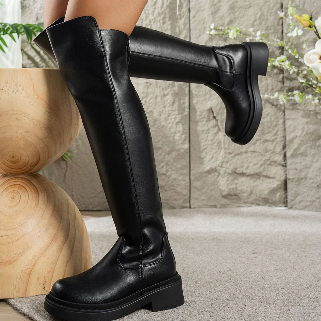 Dames Overknee Laarzen Platte Zool Stretch Zij-Rits