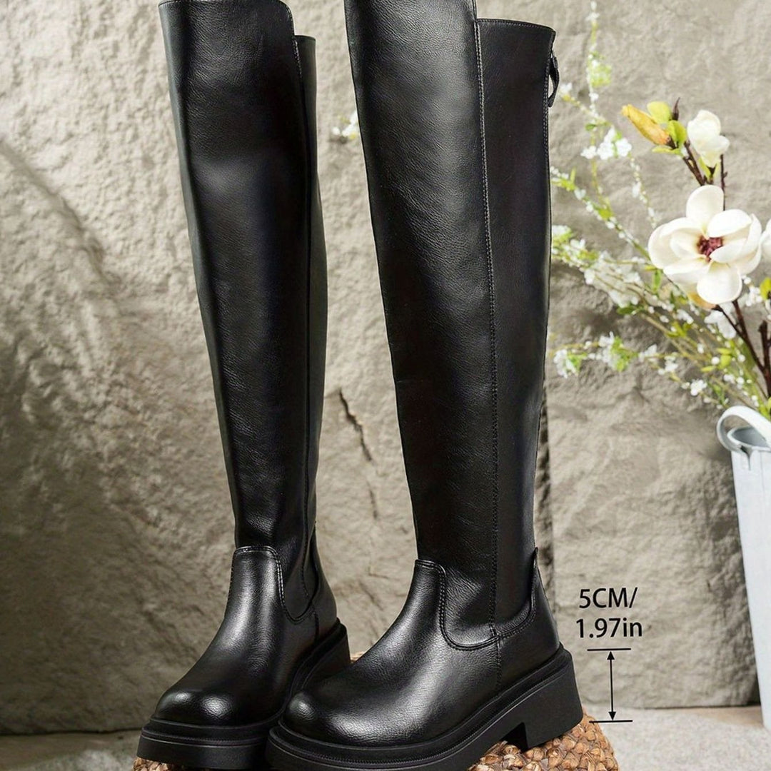 Dames Overknee Laarzen Platte Zool Stretch Zij-Rits