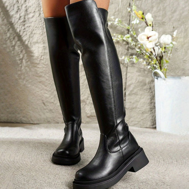 Dames Overknee Laarzen Platte Zool Stretch Zij-Rits
