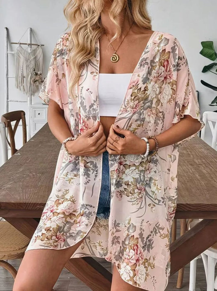 Dames Oversized Chiffon Kimono Cardigan Lange Bloemenprint
