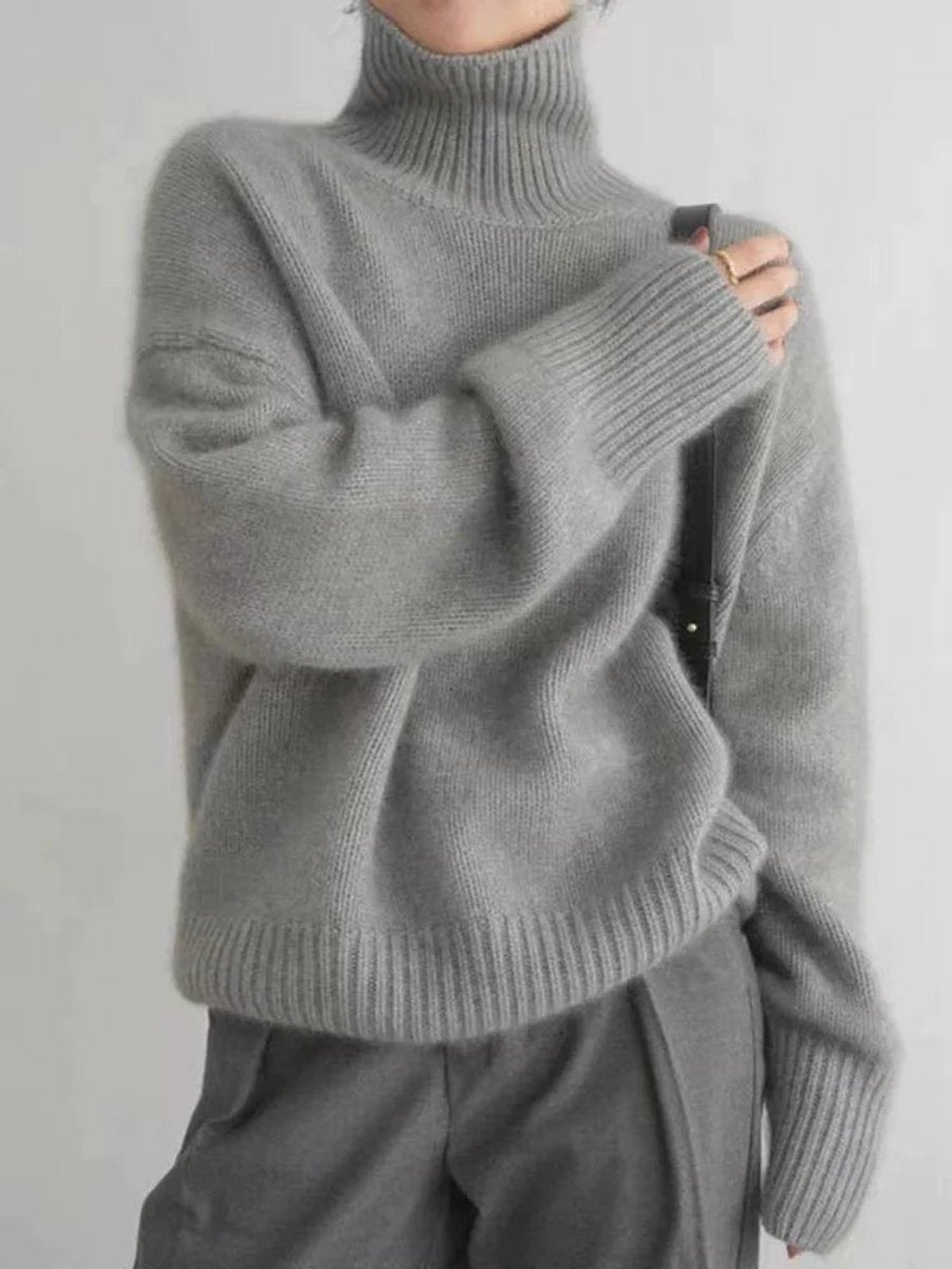 Dames Oversized Coltrui Cashmere Knit Sweater - Grijs