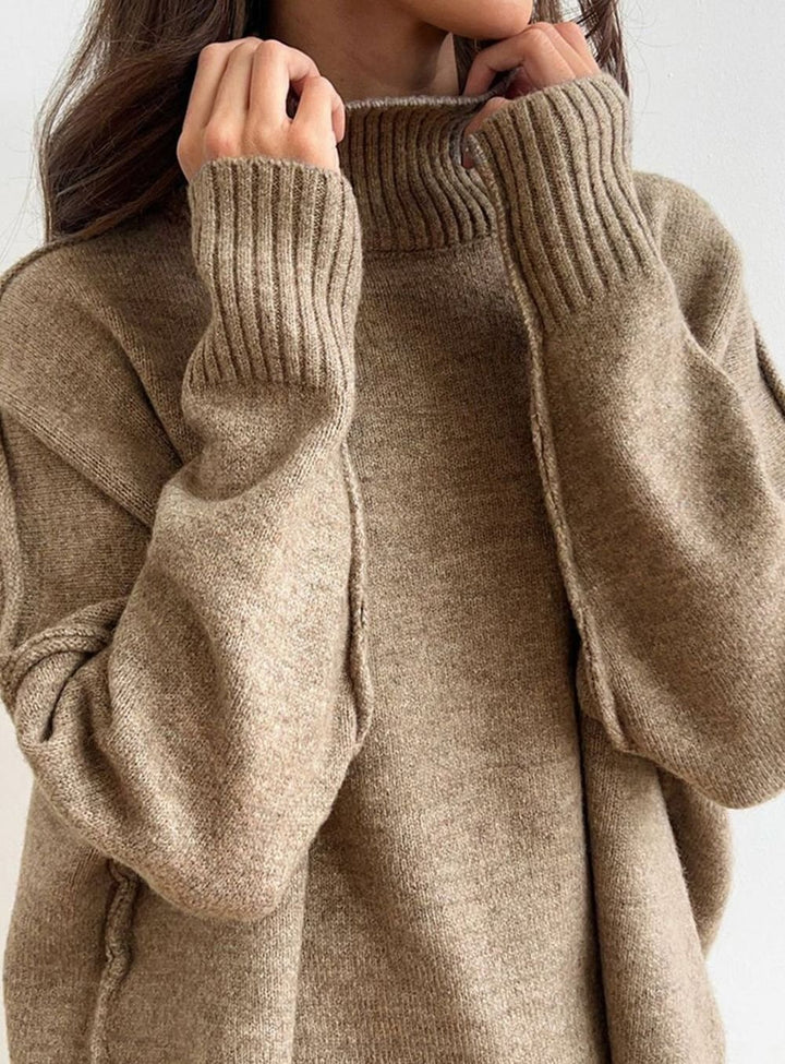 Dames Oversized Coltrui Gebreide Lounge Set Wijde Broek