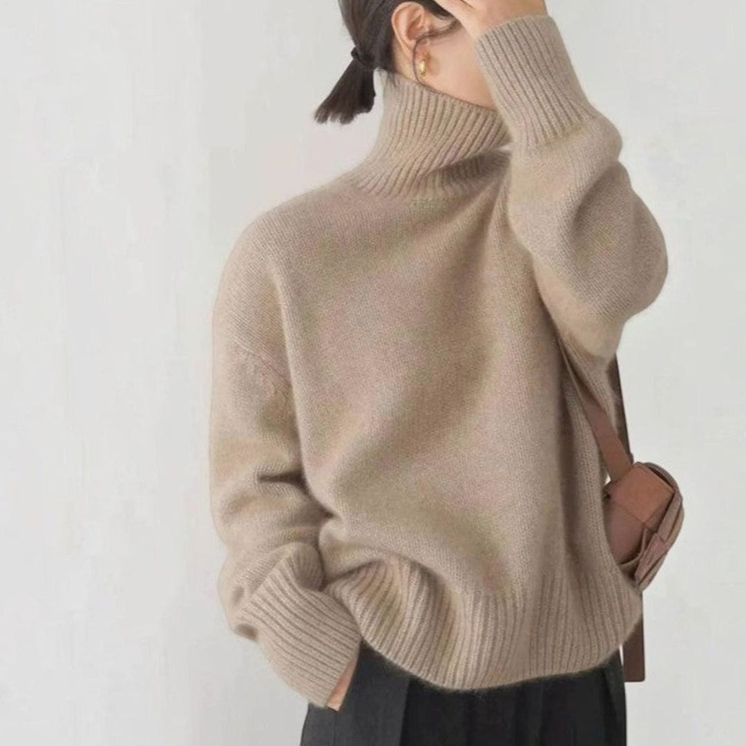 Dames Oversized Coltrui Gebreide Trui Dame met Lange Mouwen