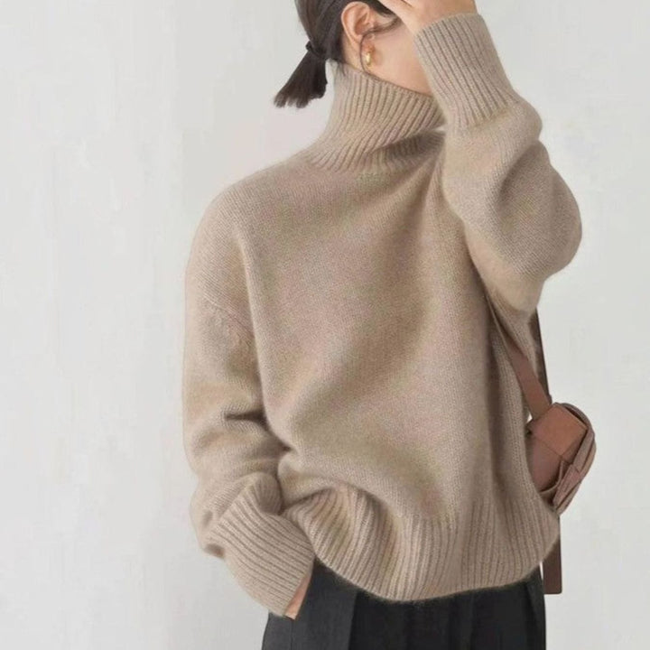 Dames Oversized Coltrui Gebreide Trui Dame met Lange Mouwen