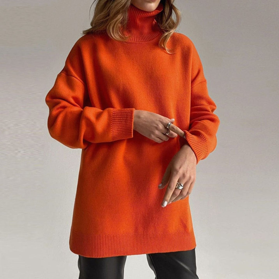 Dames Oversized Coltrui met Zijsplit Katoenmix - Oranje