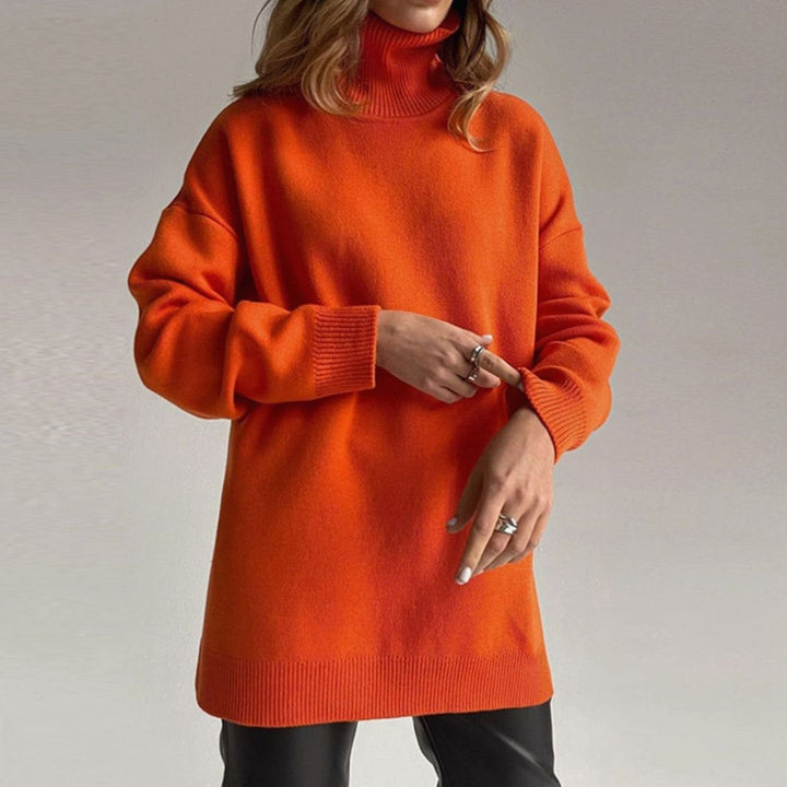 Dames Oversized Coltrui met Zijsplit Katoenmix - Oranje