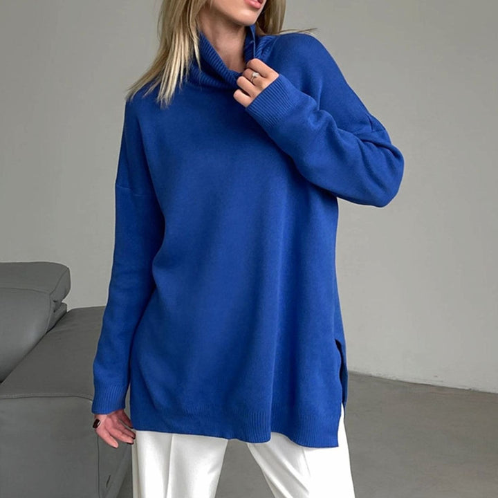 Dames Oversized Coltrui met Zijsplit Katoenmix - Koningsblauw