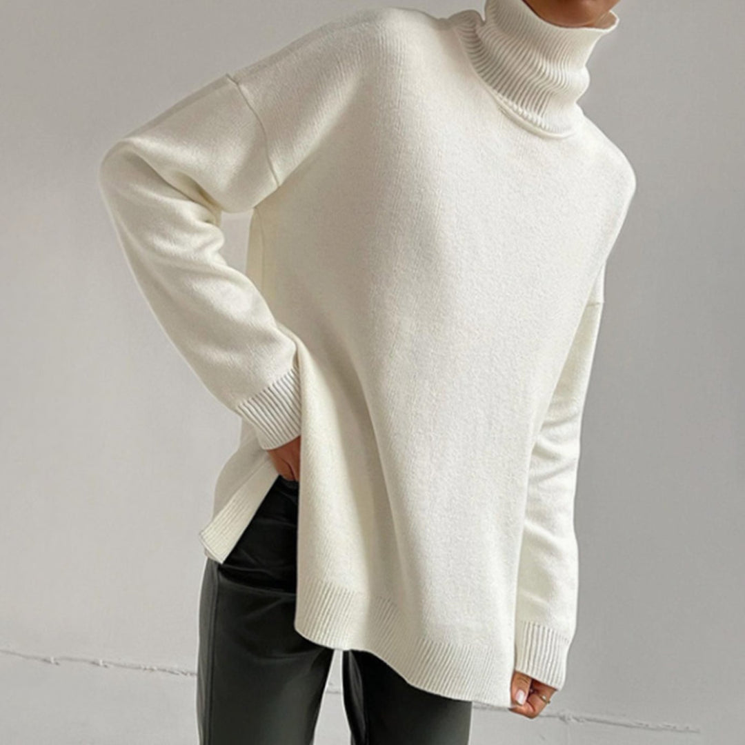 Dames Oversized Coltrui met Zijsplit Katoenmix - Wit
