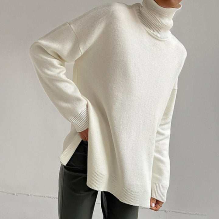 Dames Oversized Coltrui met Zijsplit Katoenmix - Wit