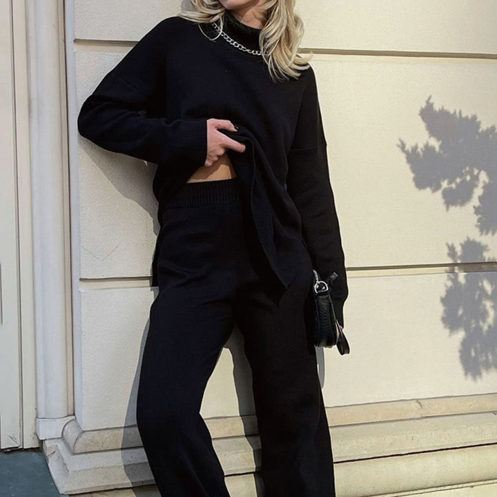Dames Oversized Coltrui met Zijsplit Katoenmix - Zwart