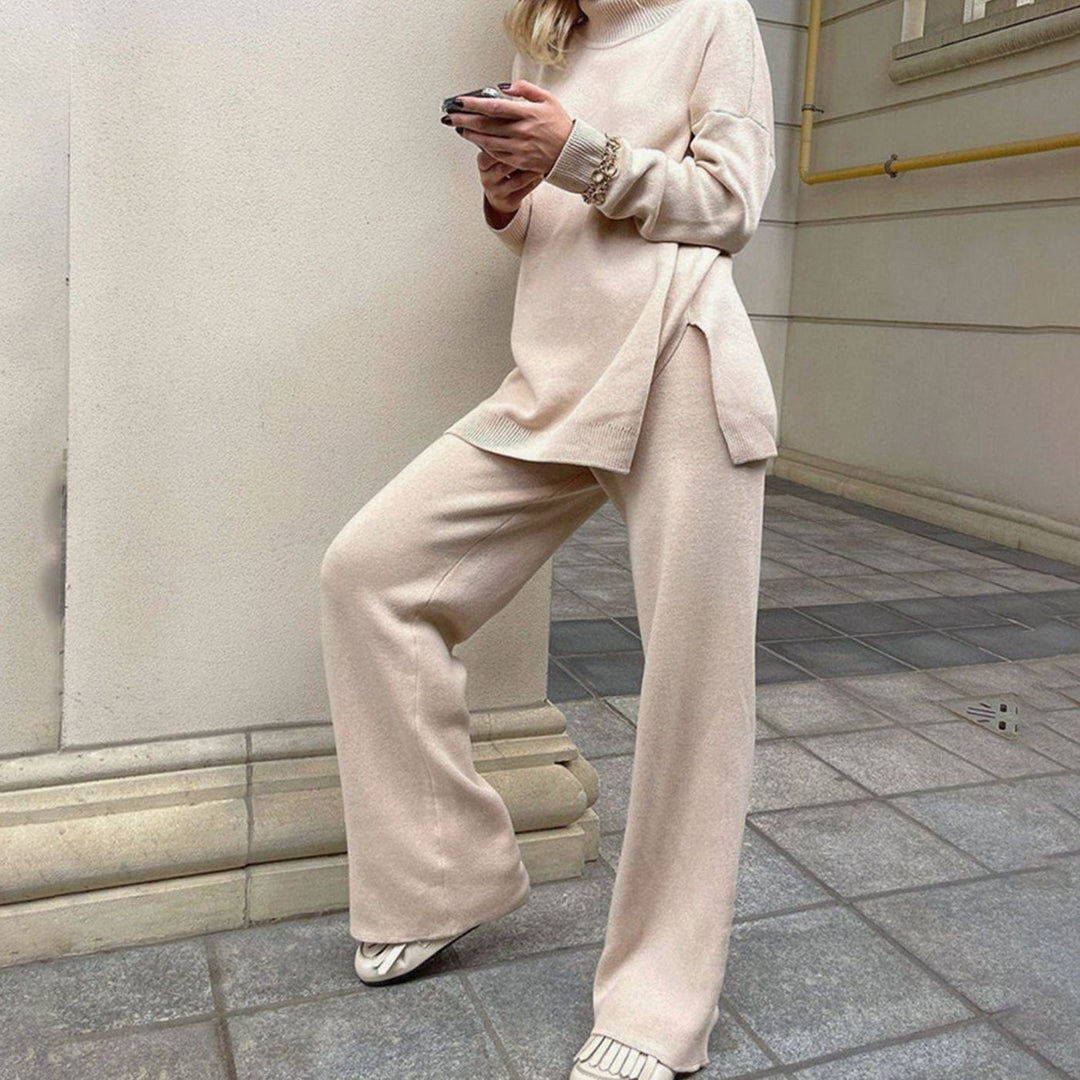 Dames Oversized Coltrui met Zijsplit Katoenmix - Abrikoos