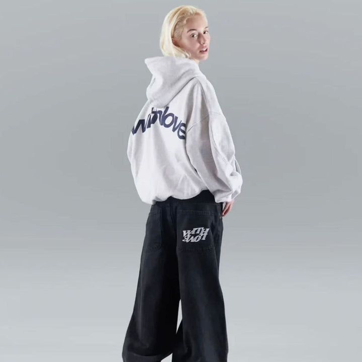 Dames Oversized Cropped Hoodie Katoen-Polyester Mix